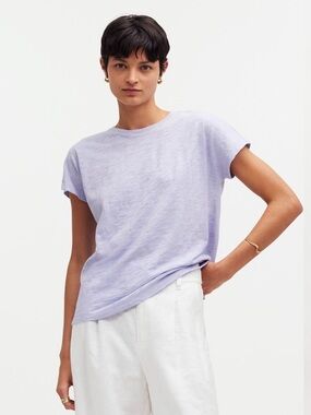 Madewell Heathered Lavender Dolman-Sleeve Crewneck Tee in Slub
